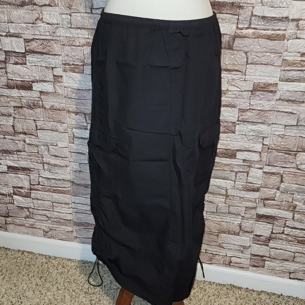 Divided Black Cargo Style Skirt